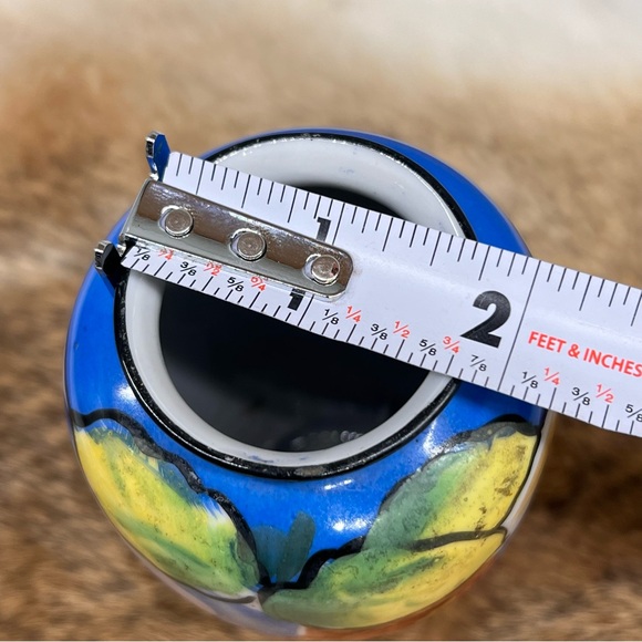 Vintage Tashiro Ta Japan Porcelaine Ceramic Blue Floral Bud Vase Handpainted 5”T - Picture 9 of 10
